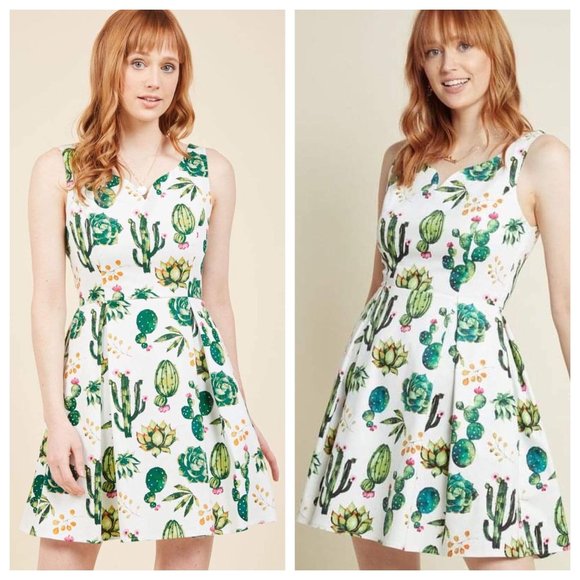 Modcloth Dresses & Skirts - Dashing Darling A-Line Dress in Succulents